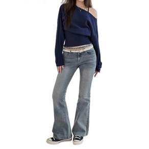 DECET WOMEN [윤비누x데케트우먼]Stitch Pocket Low Rise Slim Flared Jeans DCWPT036LIGHTBLUE