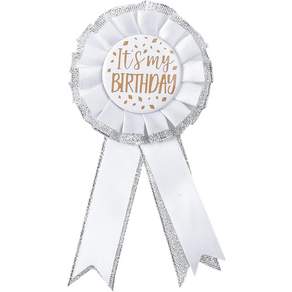 Its My Birthday Brooch Pin Satin 패브릭 생일 축하 버튼 의류 핀 상 리본 배지 이상적인 테마 파티 장식 여성 및 남성 선물 화이트
