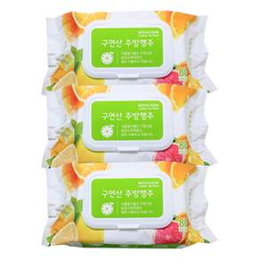 위치쿡 세균 싹 찌든 때 구연산 주방행주 물티슈 캡형 80매 3개