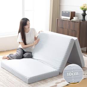 HOMFINE 10cm 3단 접이식 매트리스 요철 탄탄한 고탄력 메모리폼 고밀도 토퍼 수면 매트 원룸용 휴대용 간이침대