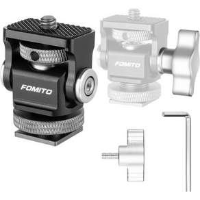FOMITO 알루미늄 합금 듀얼 헤드 14 나사 및 1438 구멍 DSLR 래빗 케이지 모니터 브래킷 조절식 댐핑 사진 촬영 확장 액세서리 레드 색상