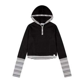 뚜오미오 STRIPE BUTTONED HOODIE [BLACK]