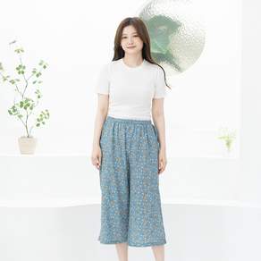 시원한 아사면 8부 팬츠 홈웨어 데일리 잠옷 여성 바지 파자마