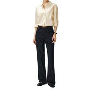 DECET WOMEN [린넨라이크]Signature Straight Jeans DCWPT001CPBlack