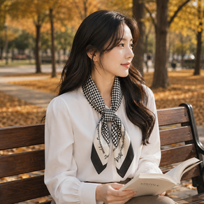 크루니 시그니처 패턴 여성 사각 스카프 5가지 럭셔리 모던 데일리 스타일