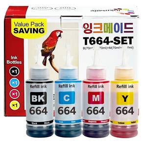 엡손 T664 호환 잉크 70ml 4색 세트 L365 L220 L565 L455 L310 L210 L120 L1300 L360 L555 L355 L300