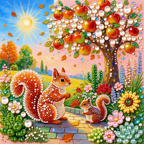 호우맘 진주 보석십자수 캔버스형 DIY 키트 30 x 30 cm