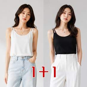 아이버리아 1+1 여성 여름 루즈핏 더블 숄더 끈 나시 일상적인 출퇴근 이너 상의