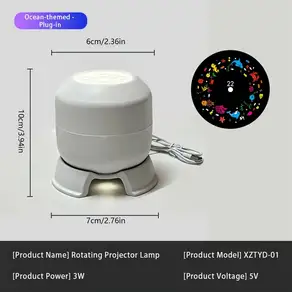 360 회전하는 별빛 바다 프로젝션 야간 조명 다이나믹 프로젝터 장식 램프 바다 테마 프로젝션 조명 축제 선물, 02 EU Standard plug in, [02] Plug in