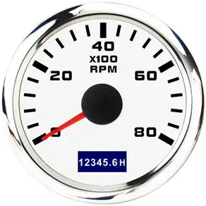 85MM 디젤 엔진 타코미터 3000/4000/6000/8000 RPM 게이지 REV 카운터(디지털 시간계 포함) 7색 백라이트 12V 24V