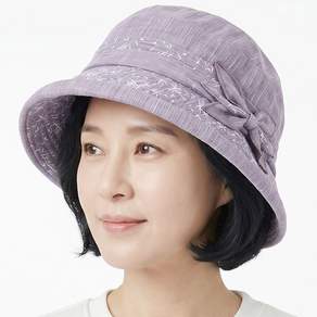 베이직엠 중년 여성 가을 모자 벙거지 둥근챙 패턴 사이드리본