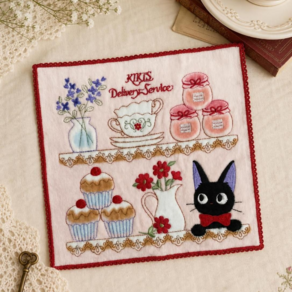 지브리 지지 미니타월 컵보드 미니수건 손수건 마녀배달부키키 25x25cm