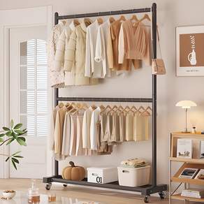 워나던 철제 스탠드 이동식 2단 행거