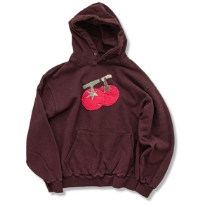 미디엄스 Sashiko Tomato Patch Hoodie - Maroon