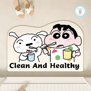 헤라혜란 귀여운 짱구 규조토 발매트 논슬립 방수 미끄럼방지 주방 욕실 화장실 발매트