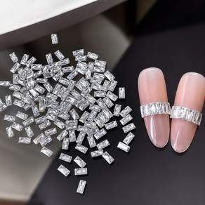 유니스뮬라 직사각형 바게트컷 지르콘 네일스톤 2x4mm 크리스탈 네일파츠 50개입