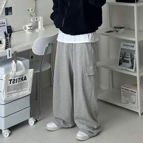르위 데일리 밴딩 와이드 카고 트레이닝 스웻 벌룬 팬츠 남녀공용