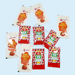 모두닭집 오뚜기 봉지 소포장 일회용 양념치킨소스 12g 5개 + 토마토케찹 9g 5개 낱개포장 세트