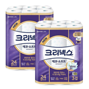 유한킴벌리 크리넥스 데코&소프트 3겹 24롤 35m 2팩