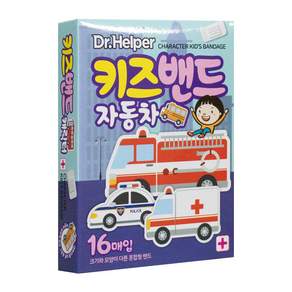 닥터헬퍼 캐릭터 키즈밴드 자동차 단독 모양 일회용 반창고 상처밴드 혼합형 16P X 6개입