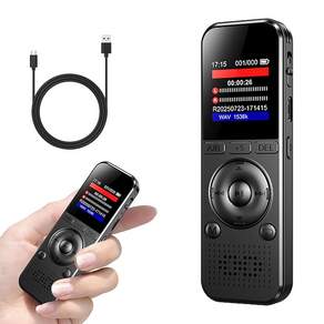 16GB 음성 레코더 소형 ENC 듀얼 마이크 비밀번호 보호 128GB 확장 가능 OTG 대응 단일 키 녹음 35시 장시간 녹음