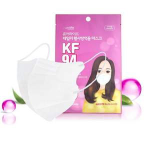 퓨어라이프 데일리 황사방역용 가벼고 숨쉬기 편한 국산 KF94 세부리형 마스크 한개씩 개별포장 100개
