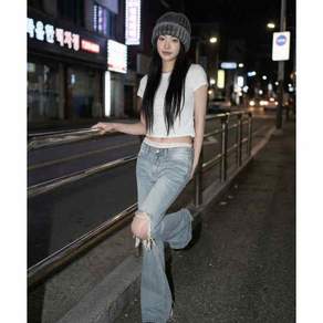 INEGI Pray Distressed Bootcut Jeans (blue)