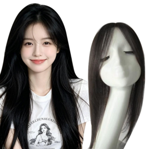 지비킹 인모 수제 여성 앞머리 정수리 가르마 부분 가발 긴머리 반가발 45CM