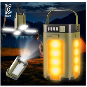AURRA 3in1 태양광 충전식 캠핑랜턴 3000mAh 4패널 접이식 led 랜턴 야외 캠핑조명 걸이식 방수 무드등