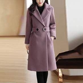4xl까지 중년여성용 정장 모직코트 카라넥 더블버튼 롱 코트 슬림 날씬해 보이는 트렌치핏 긴팔 바람막이 잠바