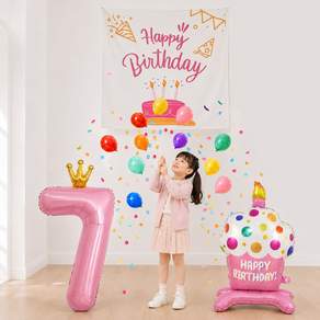 이벤트홀릭 서프라이즈 드롭 생일 현수막 세트 숫자풍선 컨페티 파티용품