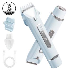 TUKKI 2in1 여성 브라질리언 제모기 LED전량표시 LED보조조명 모근제거기 남녀겸용 겨드랑이 비키니라인 Y존 전동 제모기, 트리머, 블루