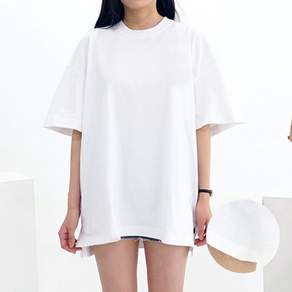 큐티팝 면 100% 오버핏 무지 반팔티셔츠