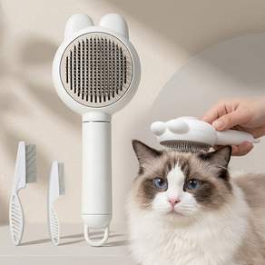 3in1 자극없는 고양이 강아지 원터치 브러쉬 죽은 털 제거 브러쉬 브러쉬 세트