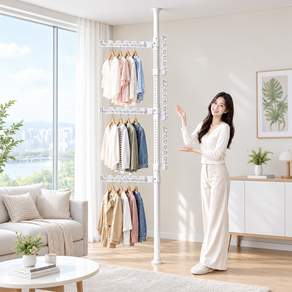 Desko 5세대 더튼튼한 공간활용 대용량 철제 높이조절 6단 드레스룸 옷걸이 행거 스탠드