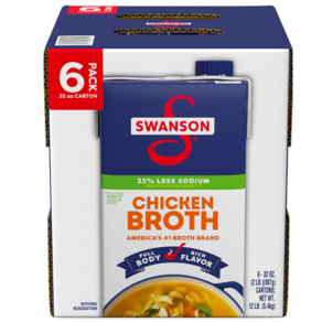 Swanson Chicken Broth 33% Less Sodium 스완슨 치킨 브로스 33% 저염 907g 6팩