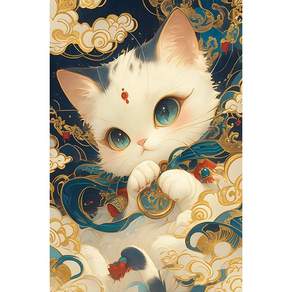 보석십자수 공주 고양이 동물 벽장식 그림 보석십자수 DIY키트 액자형 풍경 인물 꽃식물