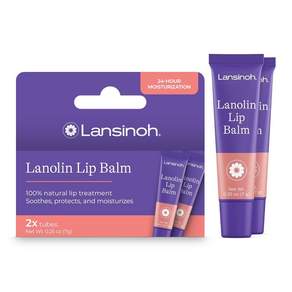 Lansinoh 라놀린 립밤 2팩 각 7.1g(0.25온스) 건조하고 갈라진 입술을 위한 천연 라놀린이 함유된 울트라 모이스처라이징 립 케어