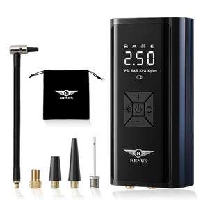 헤누스 타이어에어 휴대용 타이어 공기압 주입기 무선 올인원 공기 주입기 6000mAH