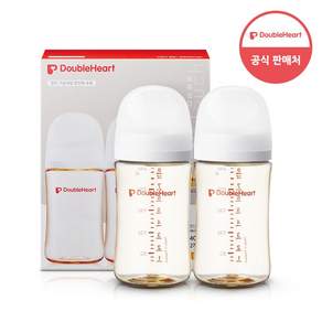 더블하트 모유실감 3세대 PPSU 노꼭지 젖병 트윈팩, 2개, 240ml, 제뉴인화이트