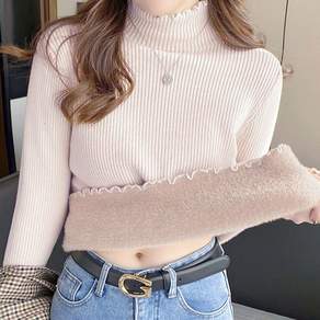 오버나인 여성 매직핏 웜 기모 융털 스판 반목 폴라