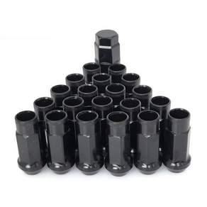 SOROPARTS 러그 너트 M2x.5 48mm 오픈 휠 퍼 도브너트 시트 단조 락너트 싱 20개 세트 2개 총 22개 및 소켓 키 개검정색 M2 x P.5