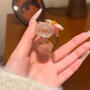 고양이 털 인형 키링 휴대폰 가방 고리 장식