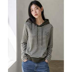 [올포유] 여성 스트라이프 우븐 배색 후드 티셔츠 ALTRN7421-816