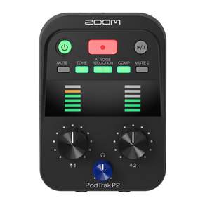 ZOOM P2 AI USB USB 줌 팟캐스트 레코더 블랙 손바닥 사이즈 노이즈 감소 기능