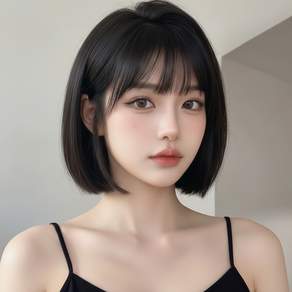 Belua 여성 단발 보브컷 가발 자연스러운 앞머리 통가발 얼굴형 보정 데일리 볼륨 헤어피스