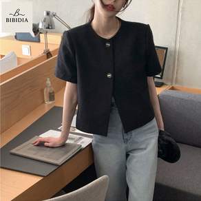 비비디아 Bibidia 여름신상 여성 반팔 자켓 트위드 쇼트 상의 캐주얼 정장 재킷 8815