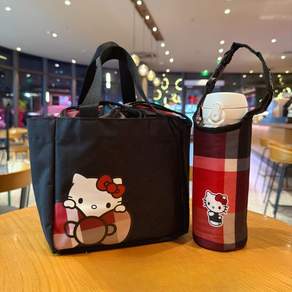 헬로키티 산리오 도시락가방세트 보온 보냉 캐릭터 핸드백 피크닉 직장인보온가방 보냉도시락가방 패브릭파우치