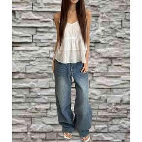 DECET WOMEN Signature Low Rise Wide Jeans DCWPT004BlueB
