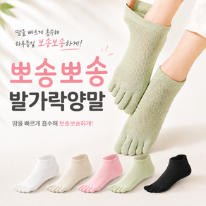5켤레 쿨 메쉬 통풍 여성 발가락양말 여름용 단목 발목 덧신